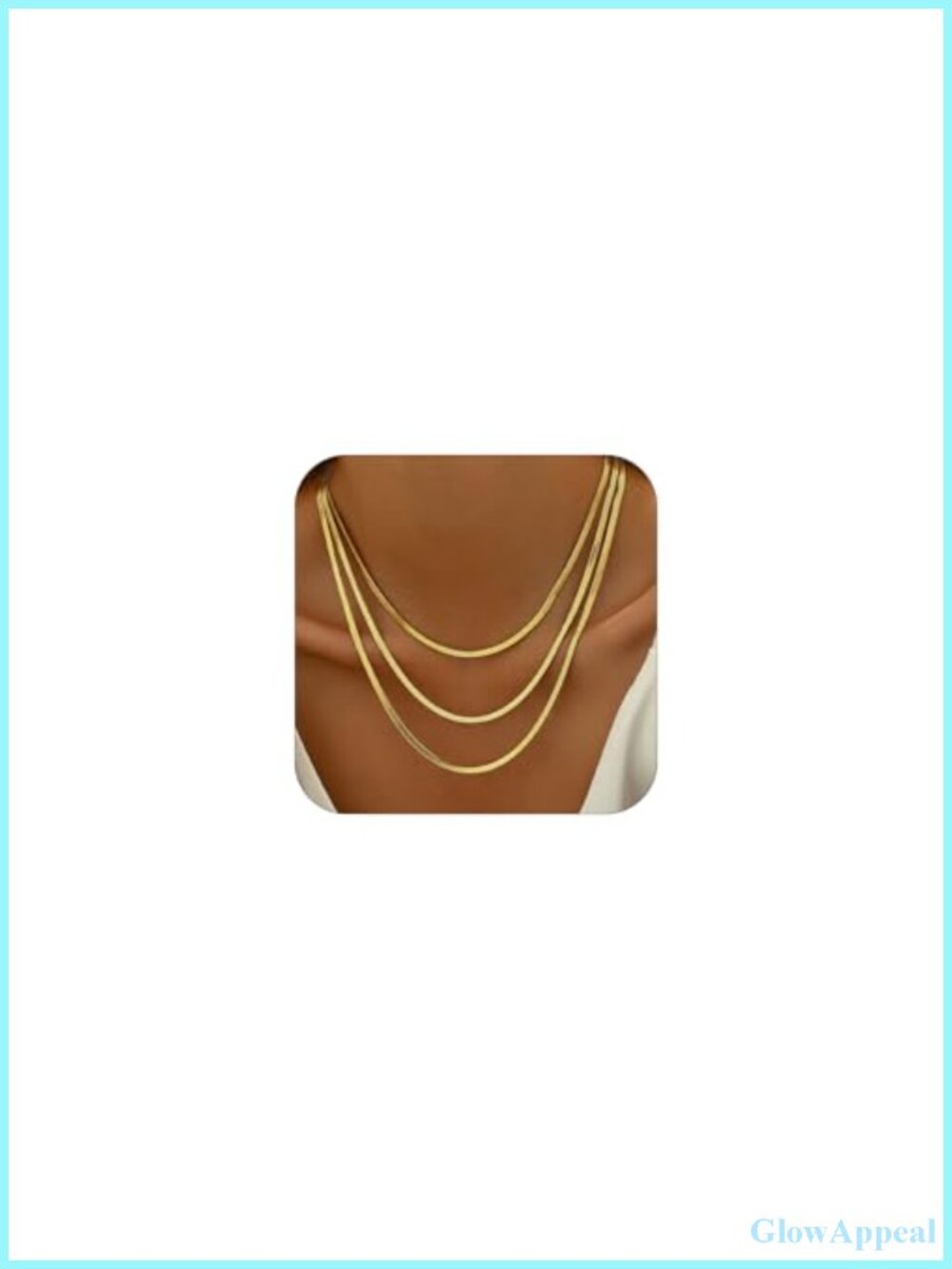 18K Gold Plated Layered Herringbone Necklace Set Women Non Tarnish Adjustable